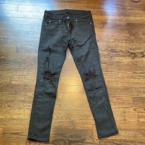 Carmar Denim Olive Green Distressed Skinny Jeans Size 29